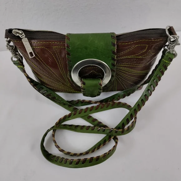 COPY - Leathers In Leather Vintage Contrast Cross Stitch Tooled Leather Crossbo… - Picture 6 of 12